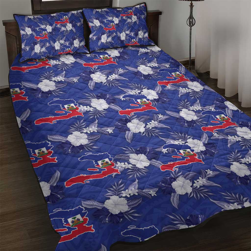 Afro-Haitians Quilt Bed Set Ayiti Map and Rose Kayenn Tropical Style - African Pride