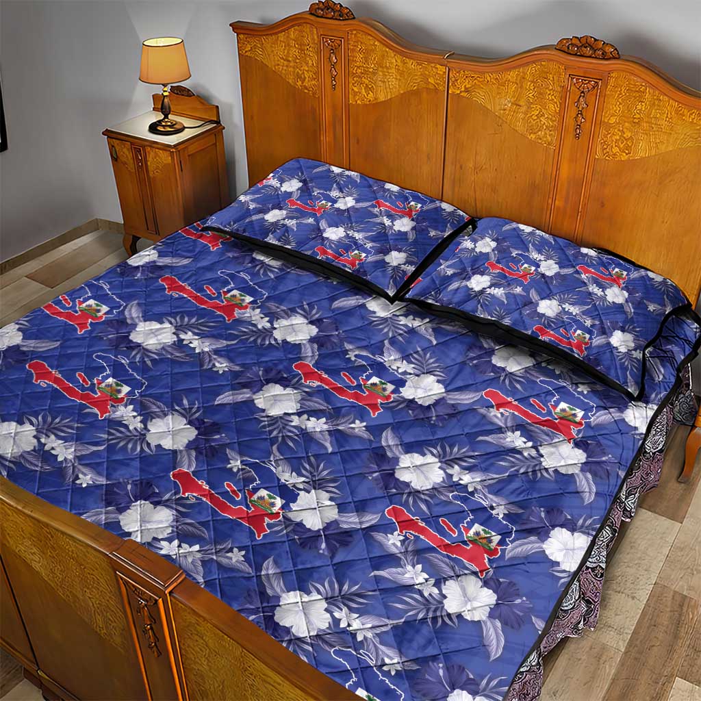Afro-Haitians Quilt Bed Set Ayiti Map and Rose Kayenn Tropical Style - African Pride