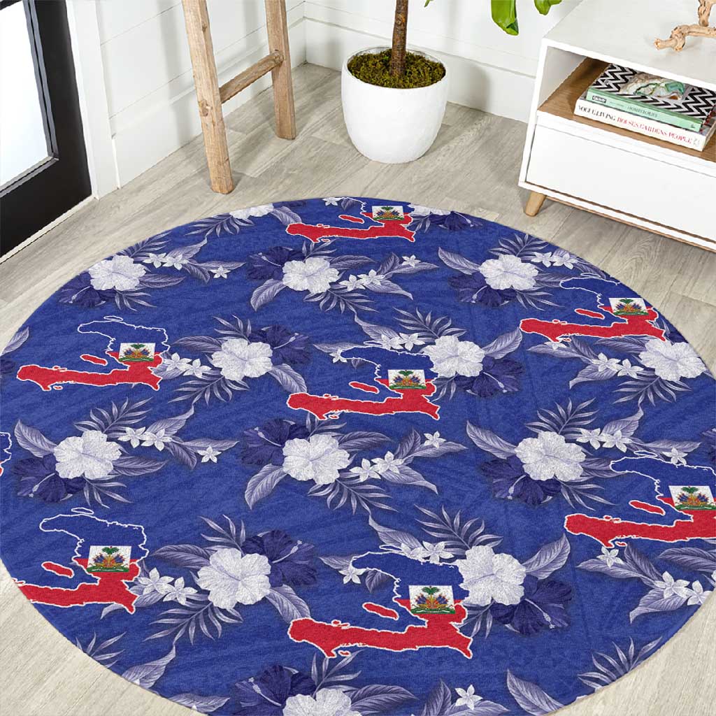 Afro-Haitians Round Carpet Ayiti Map and Rose Kayenn Tropical Style - African Pride