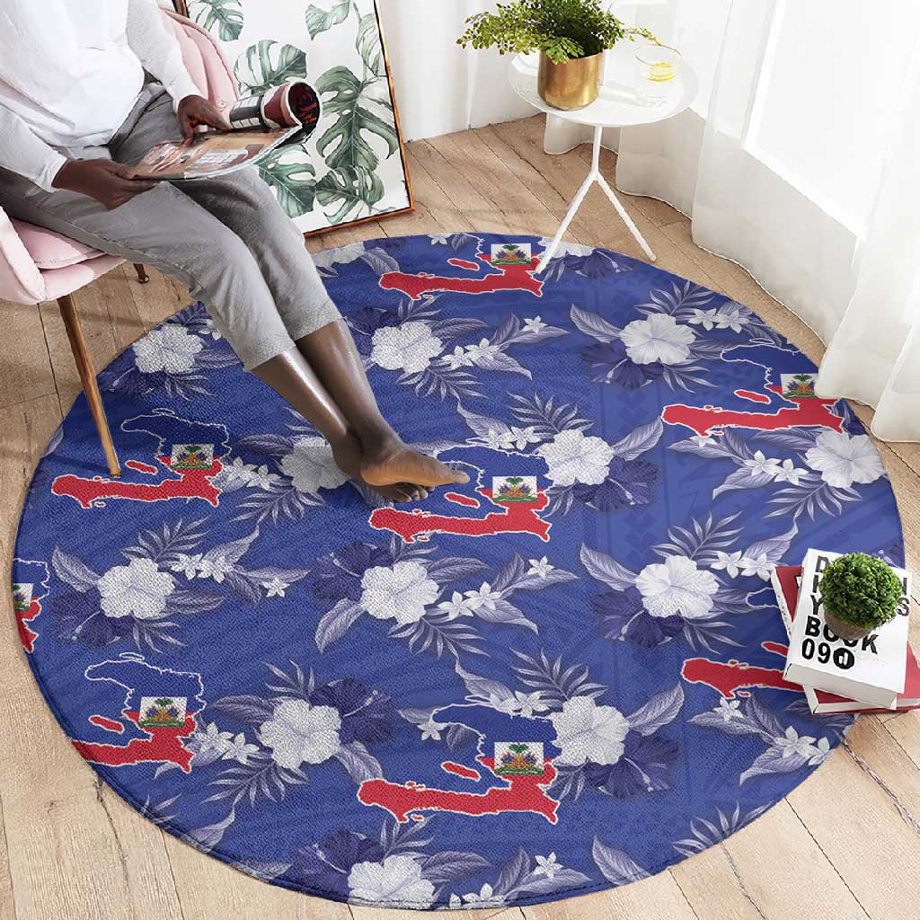 Afro-Haitians Round Carpet Ayiti Map and Rose Kayenn Tropical Style - African Pride