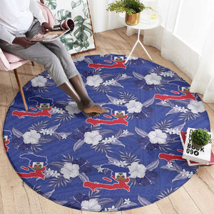 Afro-Haitians Round Carpet Ayiti Map and Rose Kayenn Tropical Style - African Pride