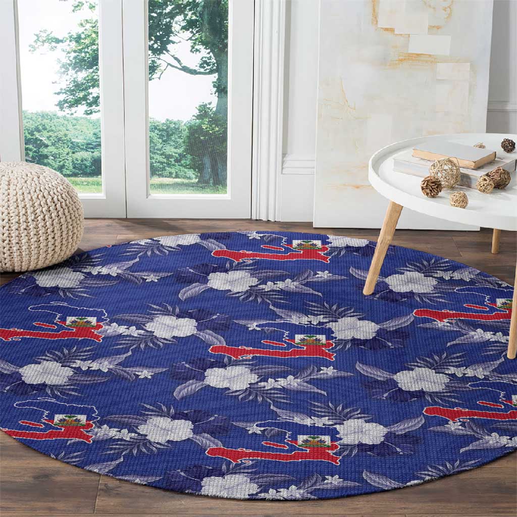Afro-Haitians Round Carpet Ayiti Map and Rose Kayenn Tropical Style - African Pride