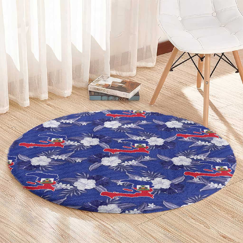 Afro-Haitians Round Carpet Ayiti Map and Rose Kayenn Tropical Style - African Pride