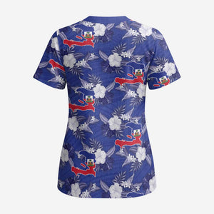 Afro-Haitians Scrub Top Ayiti Map and Rose Kayenn Tropical Style - African Pride