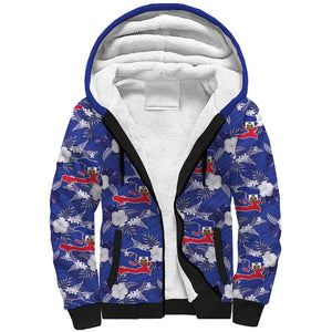 Afro-Haitians Sherpa Hoodie Ayiti Map and Rose Kayenn Tropical Style - African Pride