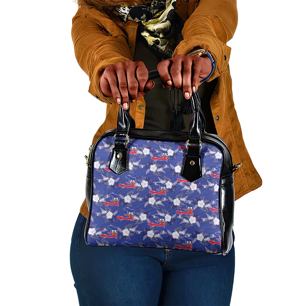 Afro-Haitians Shoulder Handbag Ayiti Map and Rose Kayenn Tropical Style - African Pride