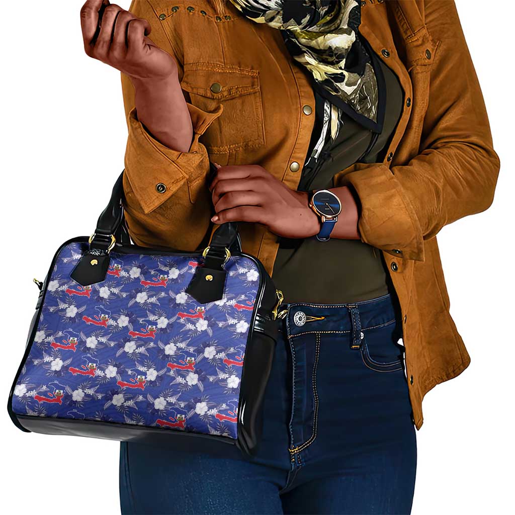 Afro-Haitians Shoulder Handbag Ayiti Map and Rose Kayenn Tropical Style - African Pride