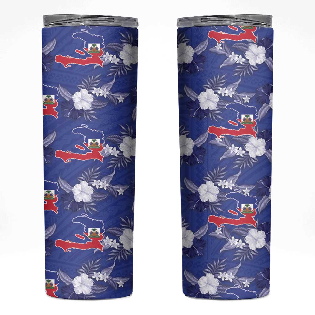 Afro-Haitians Skinny Tumbler Ayiti Map and Rose Kayenn Tropical Style - African Pride