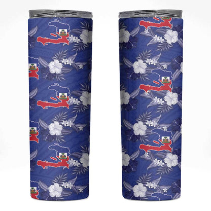 Afro-Haitians Skinny Tumbler Ayiti Map and Rose Kayenn Tropical Style - African Pride