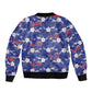 Afro-Haitians Sleeve Zip Bomber Jacket Ayiti Map and Rose Kayenn Tropical Style - African Pride