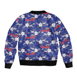 Afro-Haitians Sleeve Zip Bomber Jacket Ayiti Map and Rose Kayenn Tropical Style - African Pride