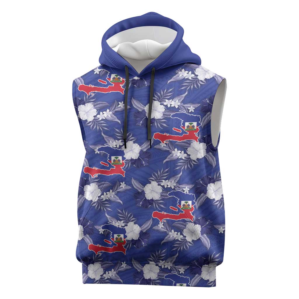 Afro-Haitians Sleeveless Hoodie Ayiti Map and Rose Kayenn Tropical Style - African Pride