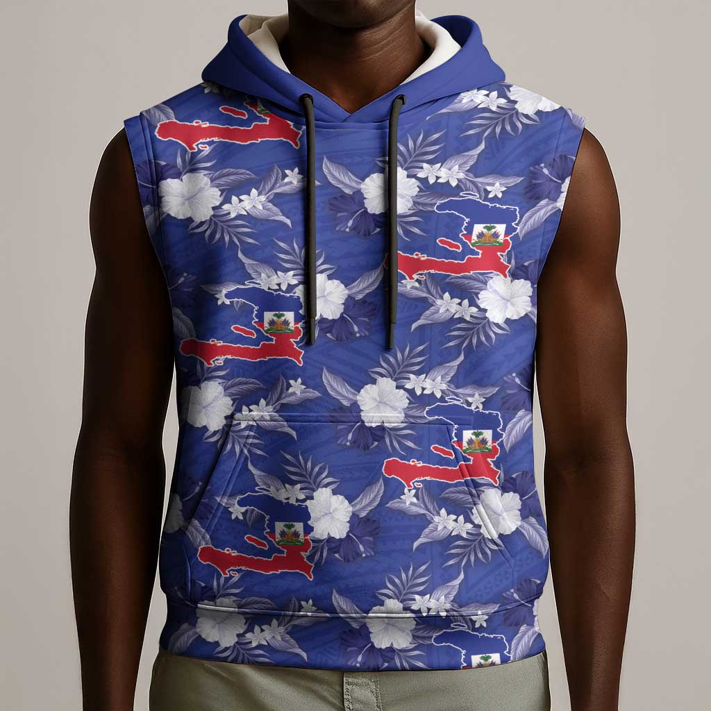 Afro-Haitians Sleeveless Hoodie Ayiti Map and Rose Kayenn Tropical Style - African Pride