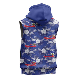 Afro-Haitians Sleeveless Zip Hoodie Ayiti Map and Rose Kayenn Tropical Style - African Pride
