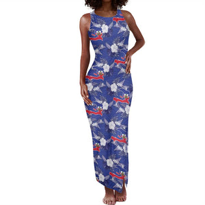 Afro-Haitians Tank Maxi Dress Ayiti Map and Rose Kayenn Tropical Style - African Pride