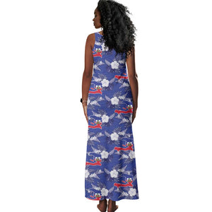 Afro-Haitians Tank Maxi Dress Ayiti Map and Rose Kayenn Tropical Style - African Pride