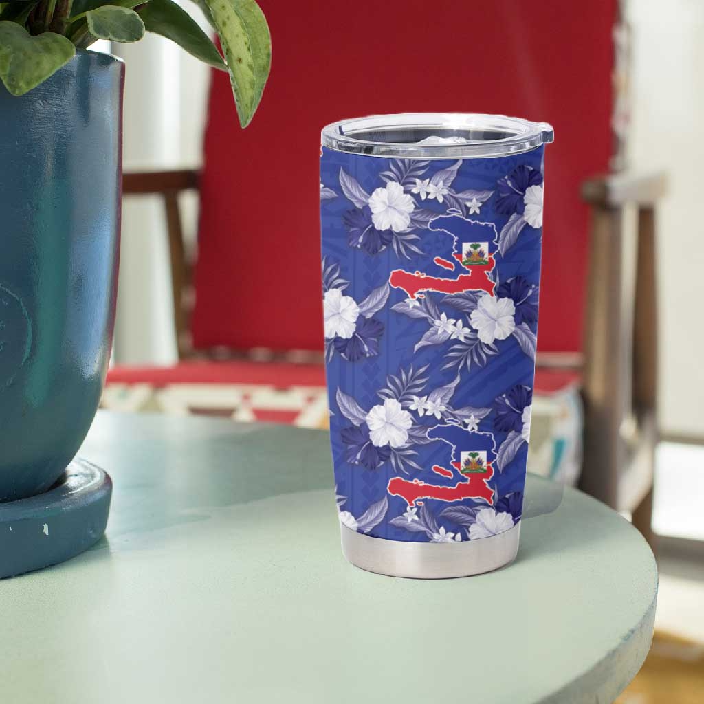 Afro-Haitians Tumbler Cup Ayiti Map and Rose Kayenn Tropical Style - African Pride