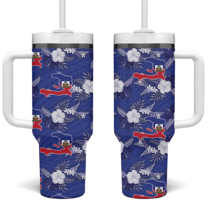 Afro-Haitians Tumbler With Handle Ayiti Map and Rose Kayenn Tropical Style - African Pride