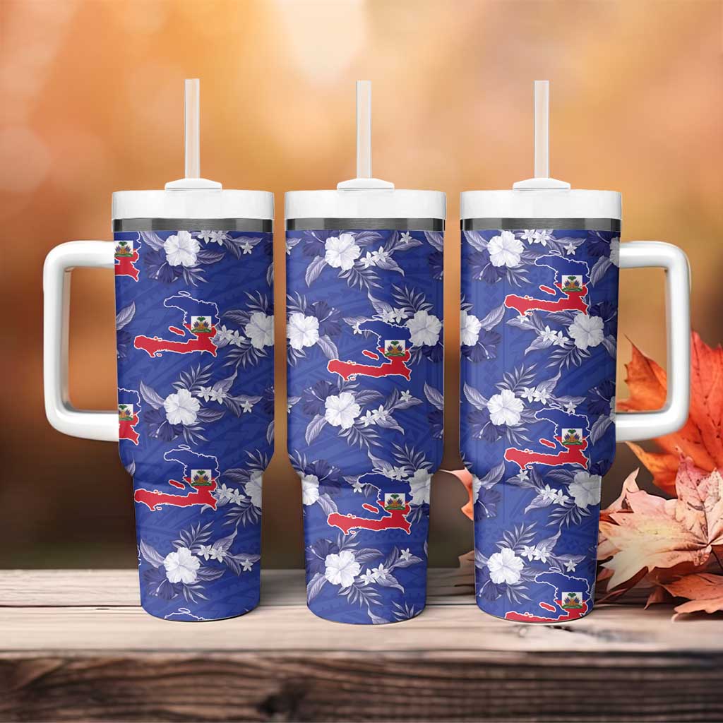 Afro-Haitians Tumbler With Handle Ayiti Map and Rose Kayenn Tropical Style - African Pride
