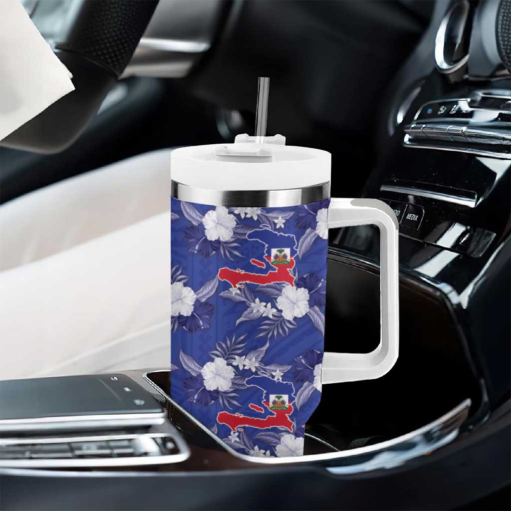 Afro-Haitians Tumbler With Handle Ayiti Map and Rose Kayenn Tropical Style - African Pride