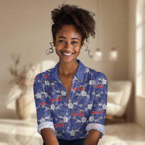 Afro-Haitians Women Casual Shirt Ayiti Map and Rose Kayenn Tropical Style - African Pride