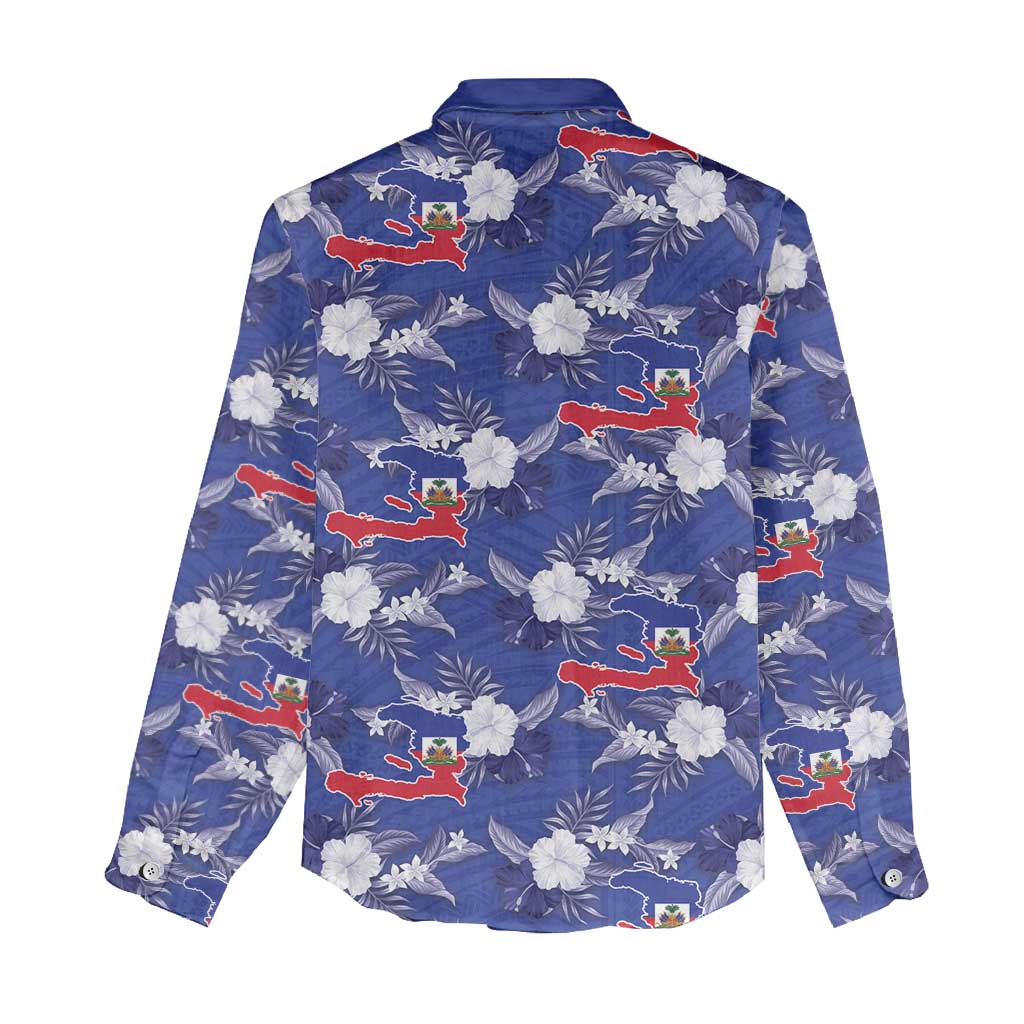 Afro-Haitians Women Casual Shirt Ayiti Map and Rose Kayenn Tropical Style - African Pride