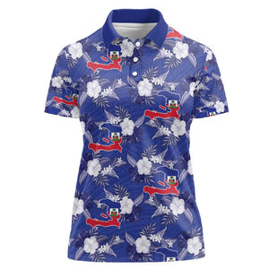 Afro-Haitians Women Polo Shirt Ayiti Map and Rose Kayenn Tropical Style - African Pride