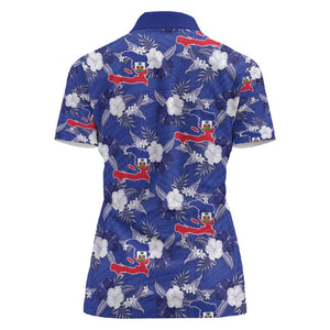 Afro-Haitians Women Polo Shirt Ayiti Map and Rose Kayenn Tropical Style - African Pride