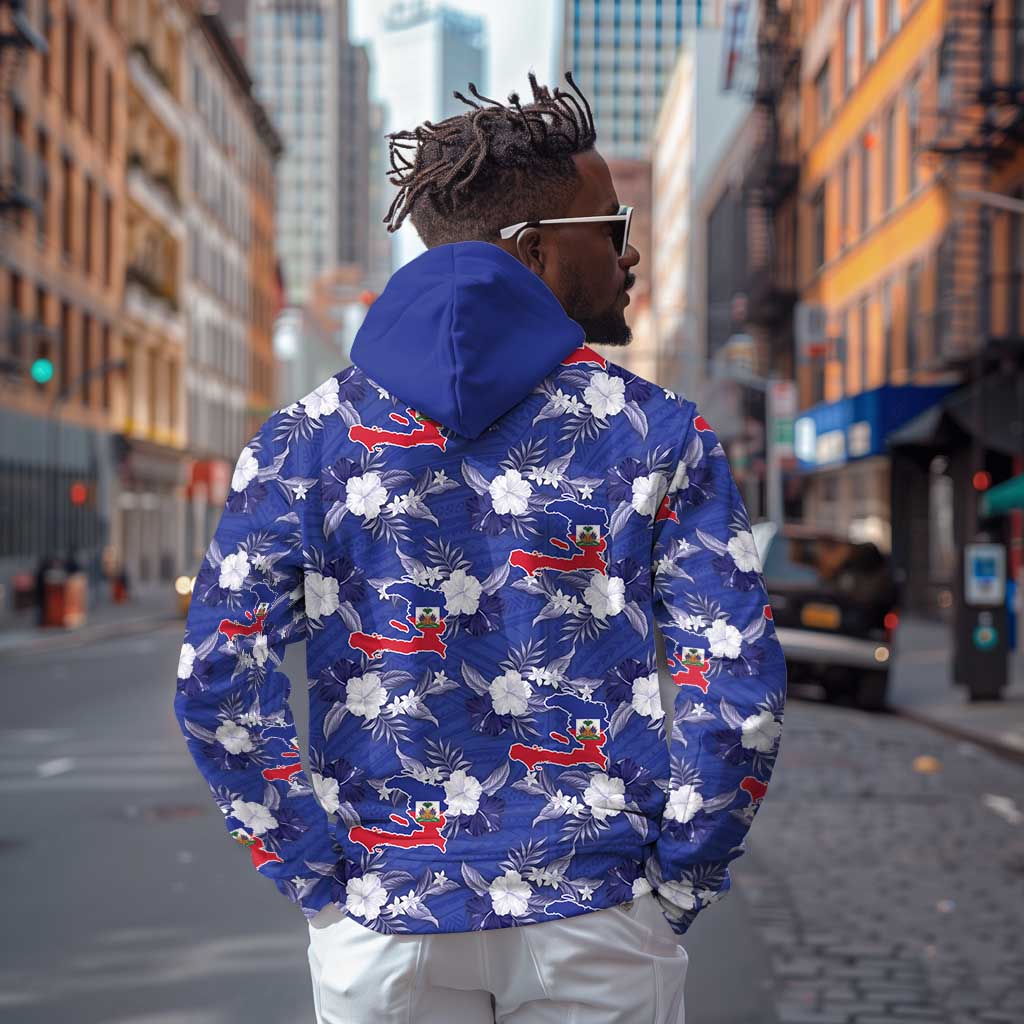 Afro-Haitians Zip Hoodie Ayiti Map and Rose Kayenn Tropical Style - African Pride