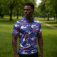 Afro-Haitians Zipper Polo Shirt Ayiti Map and Rose Kayenn Tropical Style - African Pride