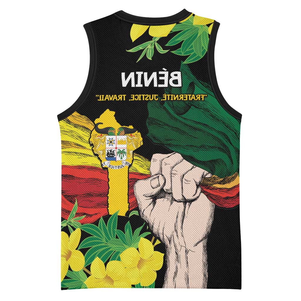 Benin National Day Basketball Jersey Happy 64th Independence Anniversary Yellow Allamanda - African Pride