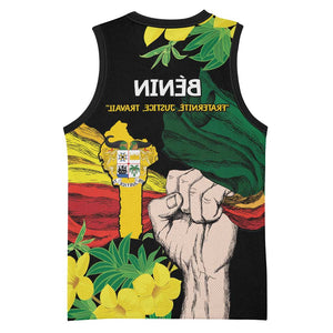 Benin National Day Basketball Jersey Happy 64th Independence Anniversary Yellow Allamanda - African Pride