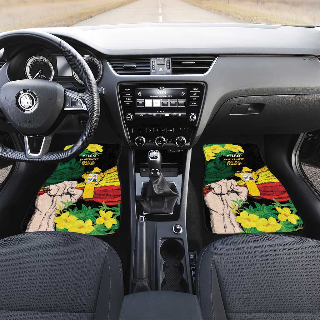 Benin National Day Car Mats Happy 64th Independence Anniversary Yellow Allamanda