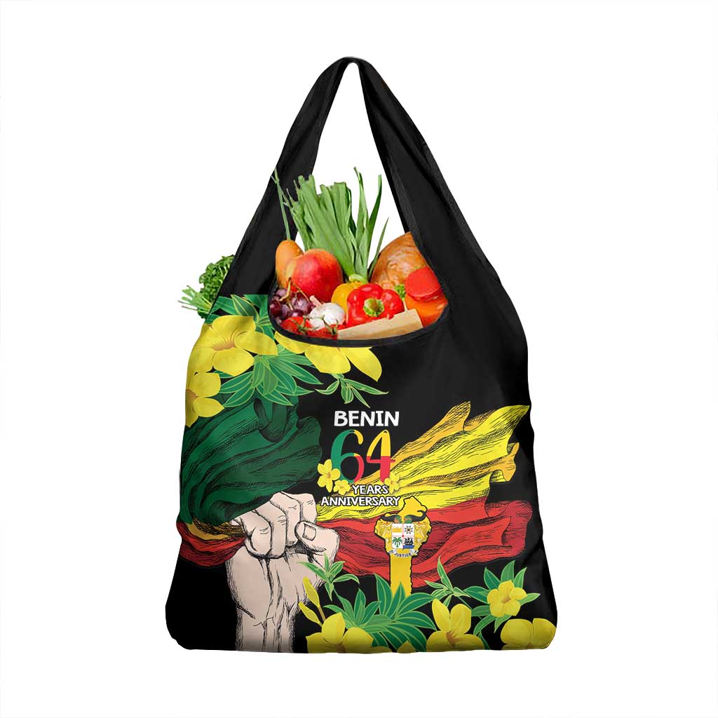 Benin National Day Grocery Bag Happy 64th Independence Anniversary Yellow Allamanda