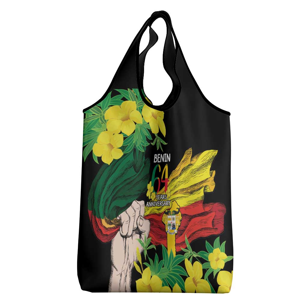 Benin National Day Grocery Bag Happy 64th Independence Anniversary Yellow Allamanda