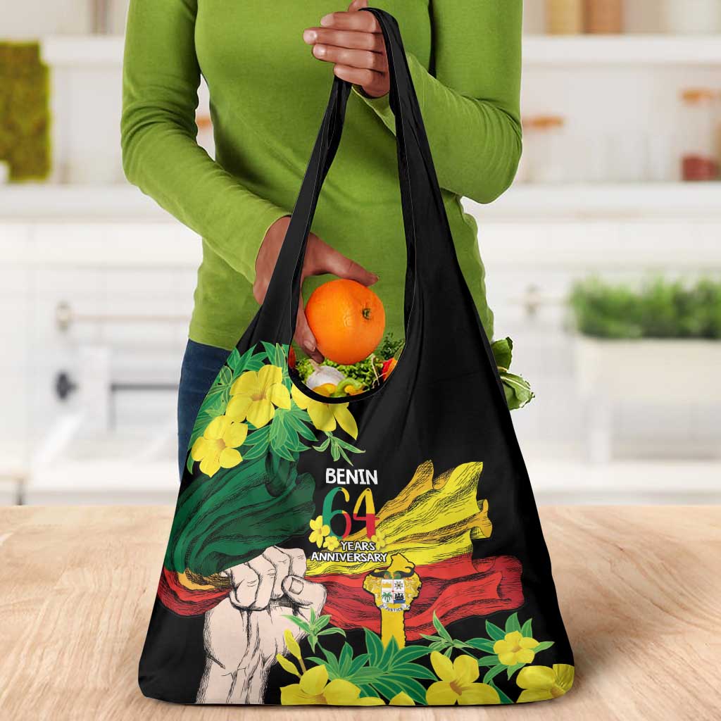 Benin National Day Grocery Bag Happy 64th Independence Anniversary Yellow Allamanda
