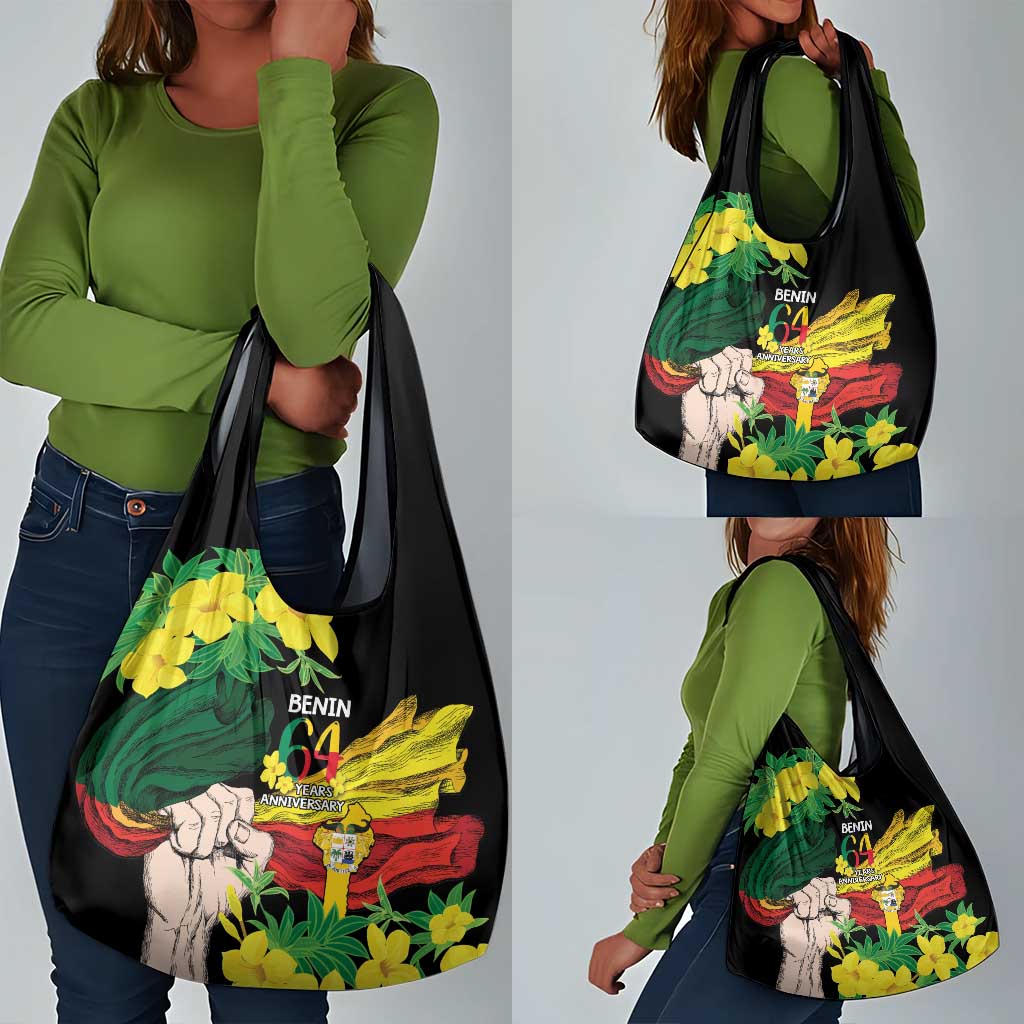 Benin National Day Grocery Bag Happy 64th Independence Anniversary Yellow Allamanda
