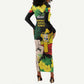 Benin National Day Long Sleeve Bodycon Dress Happy 64th Independence Anniversary Yellow Allamanda LT14