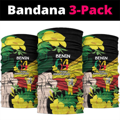 Benin National Day Neck Gaiter Happy 64th Independence Anniversary Yellow Allamanda LT14