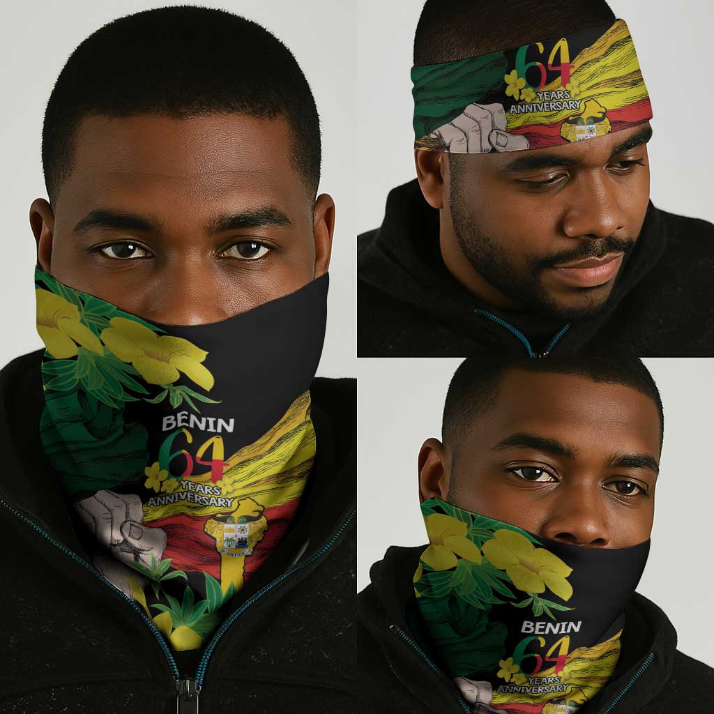 Benin National Day Neck Gaiter Happy 64th Independence Anniversary Yellow Allamanda LT14