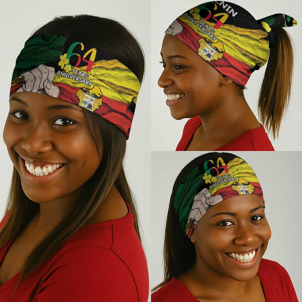 Benin National Day Neck Gaiter Happy 64th Independence Anniversary Yellow Allamanda LT14