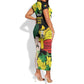 Benin National Day Short Sleeve Bodycon Dress Happy 64th Independence Anniversary Yellow Allamanda LT14