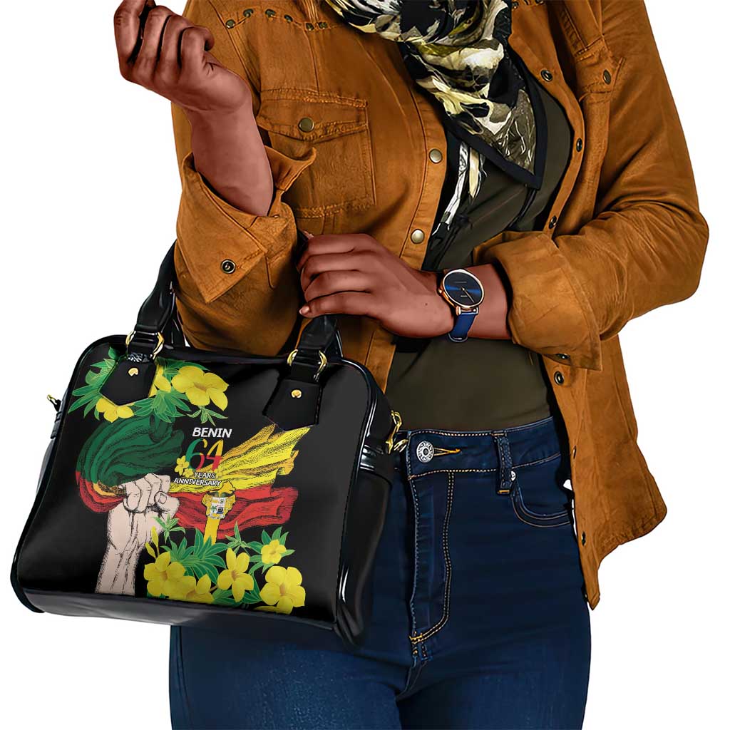 Benin National Day Shoulder Handbag Happy 64th Independence Anniversary Yellow Allamanda