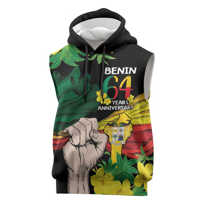 Benin National Day Sleeveless Hoodie Happy 64th Independence Anniversary Yellow Allamanda - African Pride