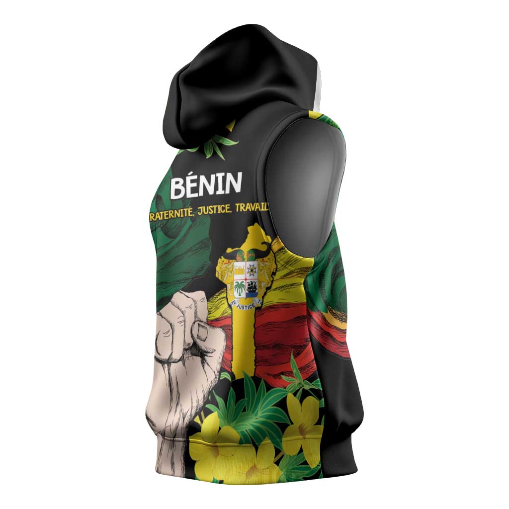 Benin National Day Sleeveless Hoodie Happy 64th Independence Anniversary Yellow Allamanda - African Pride