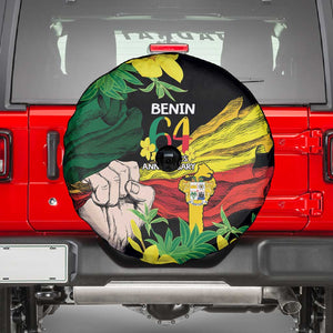 Benin National Day Spare Tire Cover Happy 64th Independence Anniversary Yellow Allamanda