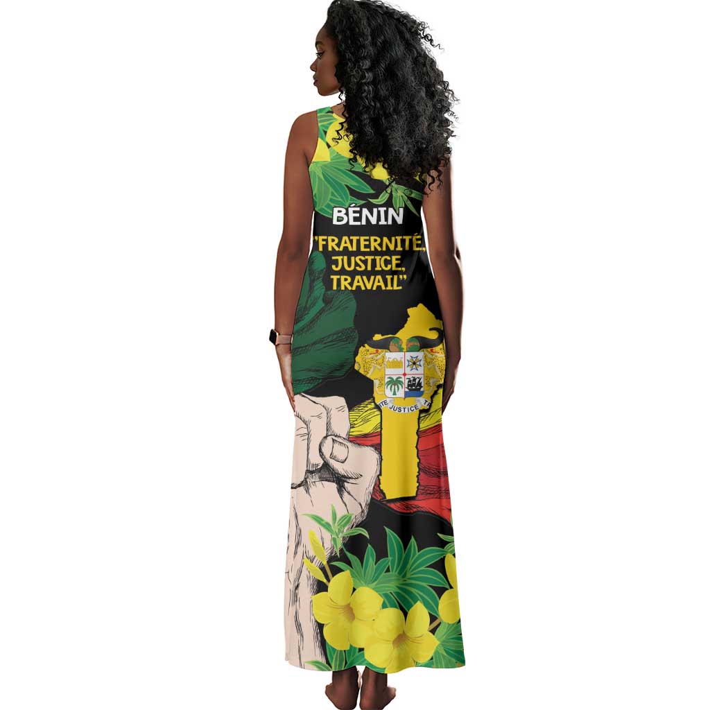 Benin National Day Tank Maxi Dress Happy 64th Independence Anniversary Yellow Allamanda