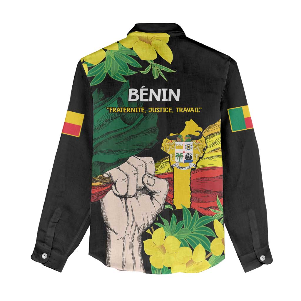 Benin National Day Women Casual Shirt Happy 64th Independence Anniversary Yellow Allamanda LT14