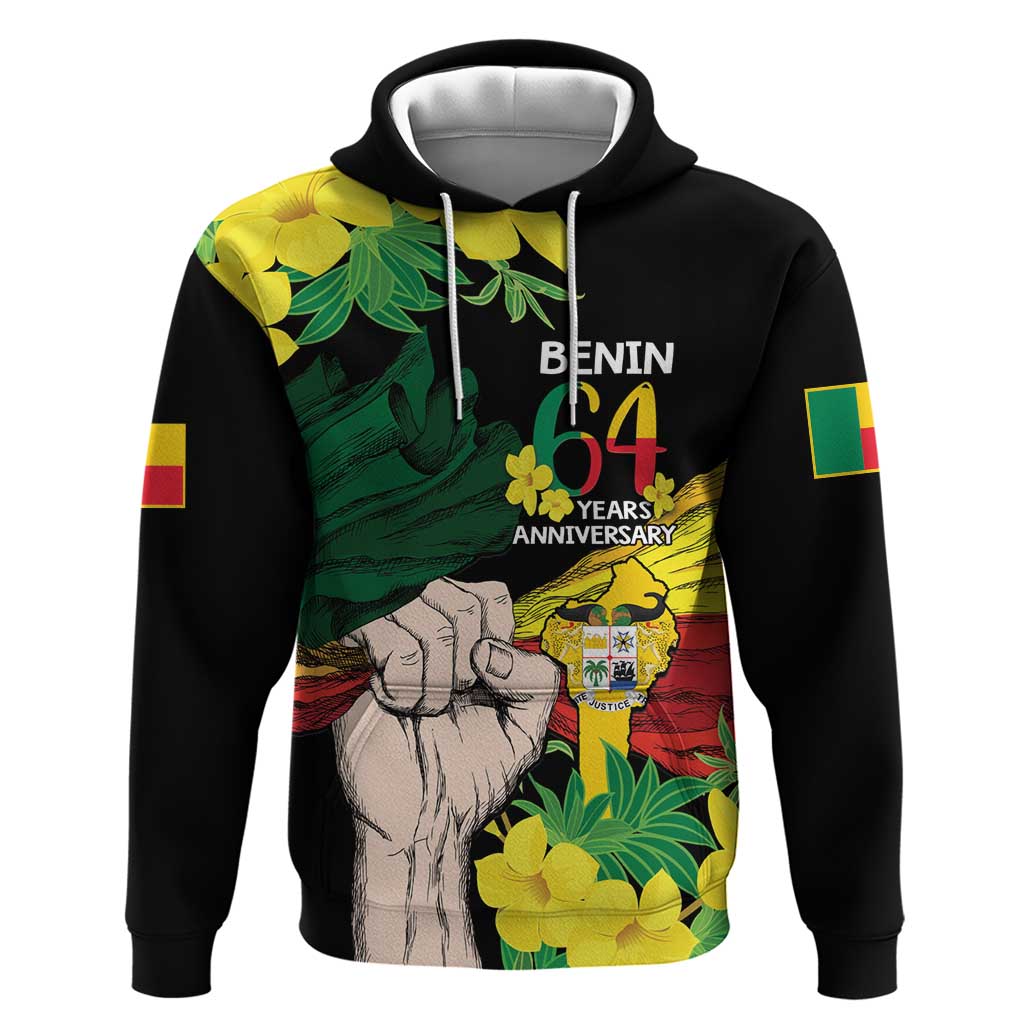 Benin National Day Zip Hoodie Happy 64th Independence Anniversary Yellow Allamanda