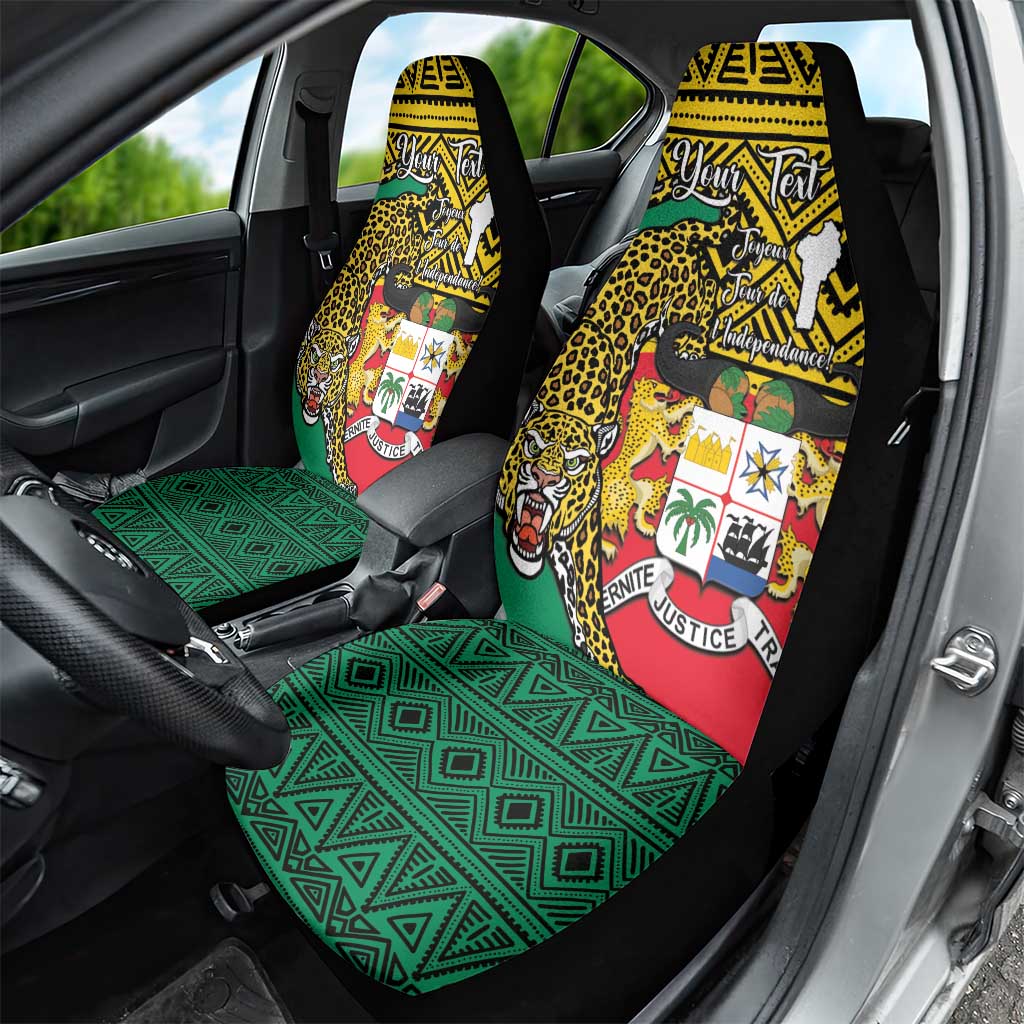 Personalised Benin National Day Car Seat Cover Coat Of Arms With Leopard African Pattern